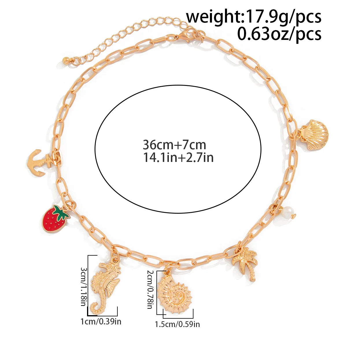 Collana Donna Retro: Ciondolo Occhio Malocchio, Croce e Stella Marina in Metallo - Gioiello con Elementi Marini