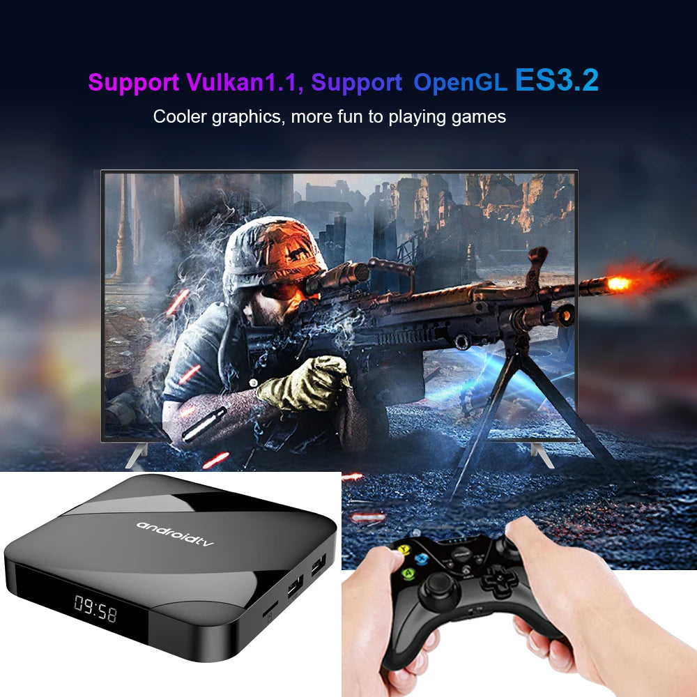 Android TV Box 14, 4+64GB, 8K, WiFi Dual-Band, BT 5.2, Voice Remote Control