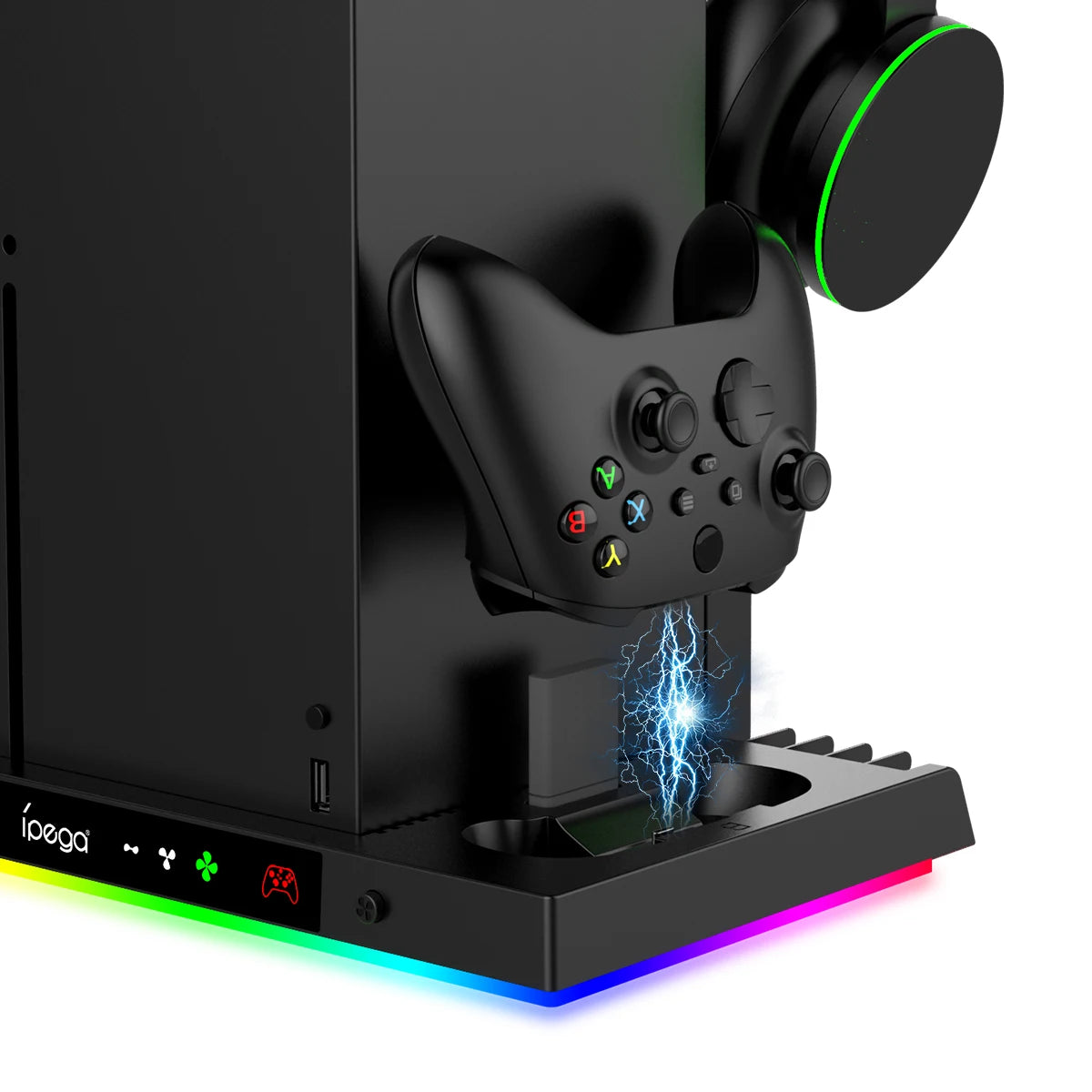Supporto Ventola Raffreddamento Ricarica Xbox Series X 15 Luci RGB 2 Controller