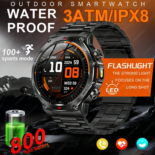 Smartwatch Sportivo Outdoor 2026 | Batteria 800mAh, Schermo AMOLED 1.8", Torcia LED, Bluetooth 5.3, GPS, Impermeabile