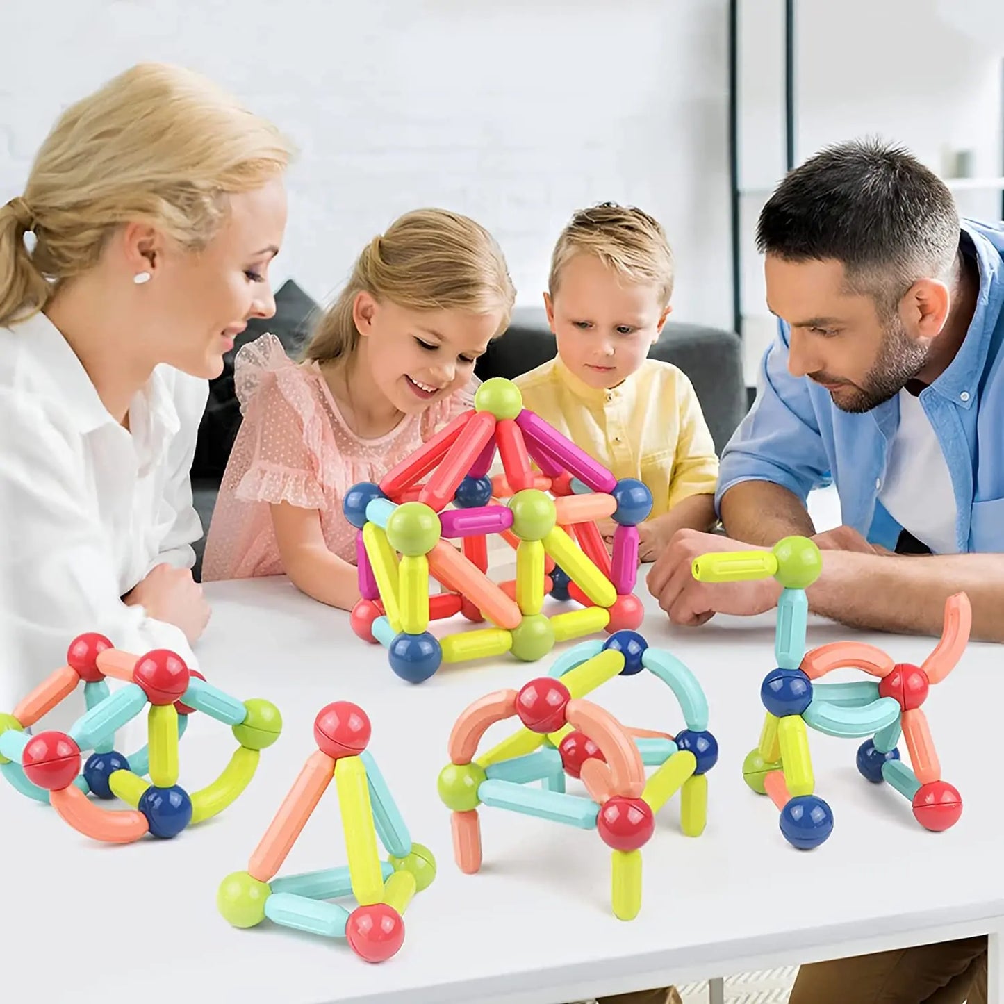 Set 100+ Blocchi Magnetici Bambini, Giocattoli Educativi, Regalo Creativo 3+