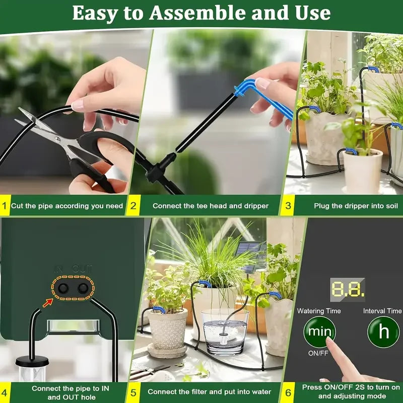 🌱 Sistema di Irrigazione a Goccia Solare Automatico - Kit Fai Da Te per Orti, Serre e Balconi