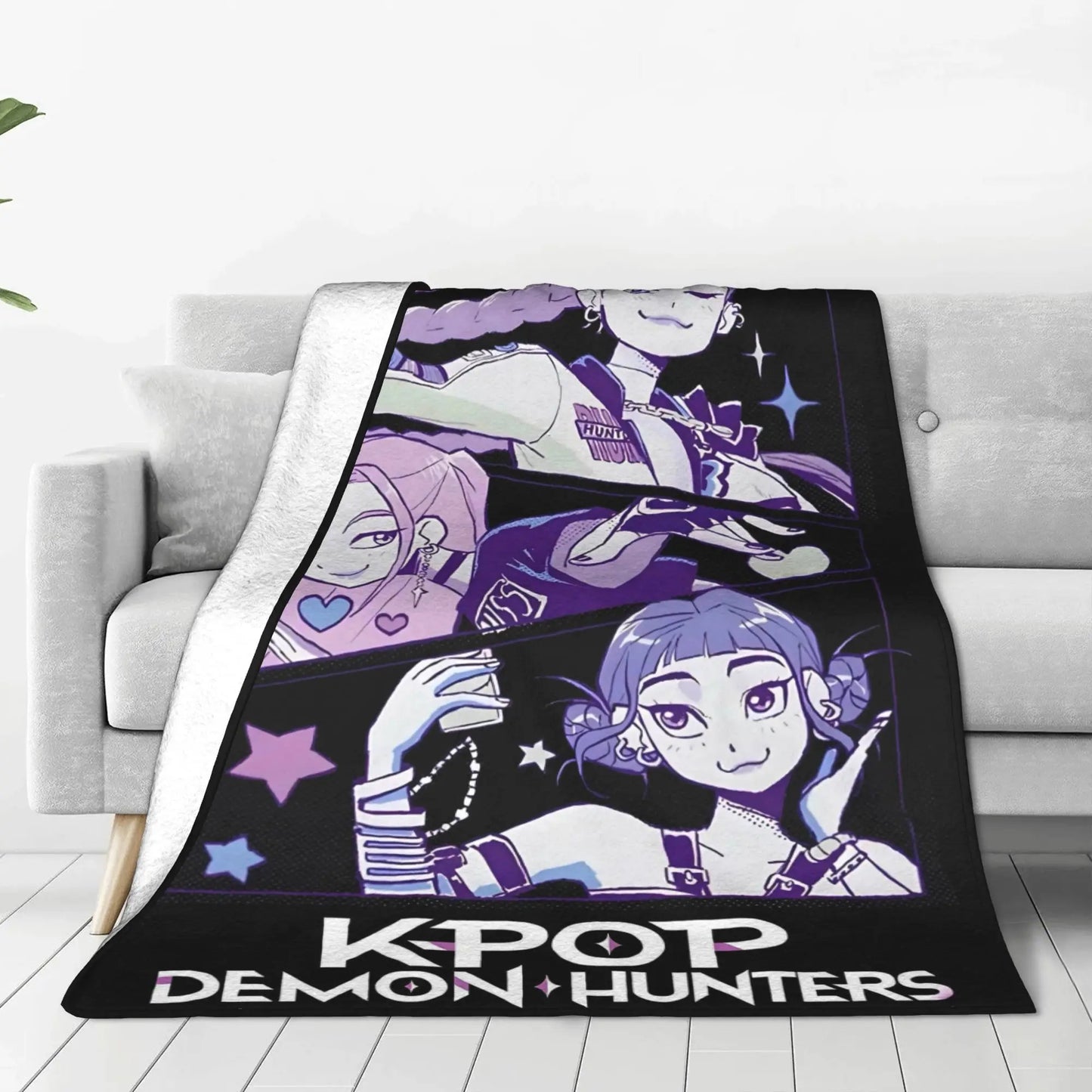 Coperta KPop Demon Hunters 100% Poliestere Peluche, 150x100cm, Inverno Regalo Natale