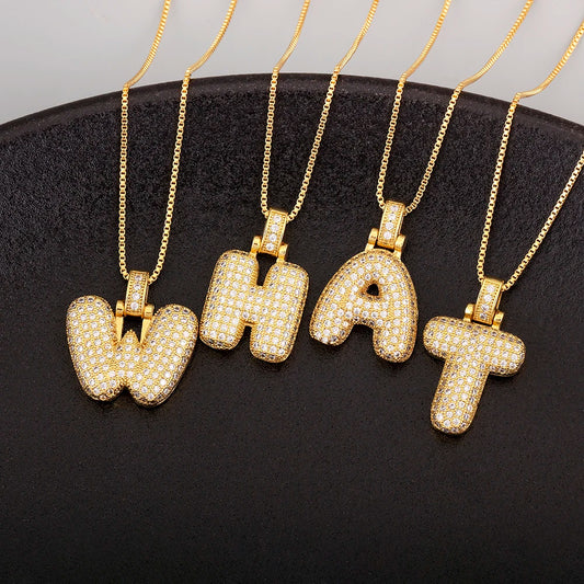 Collana regolabile con lettera scintillante A-Z Design unisex