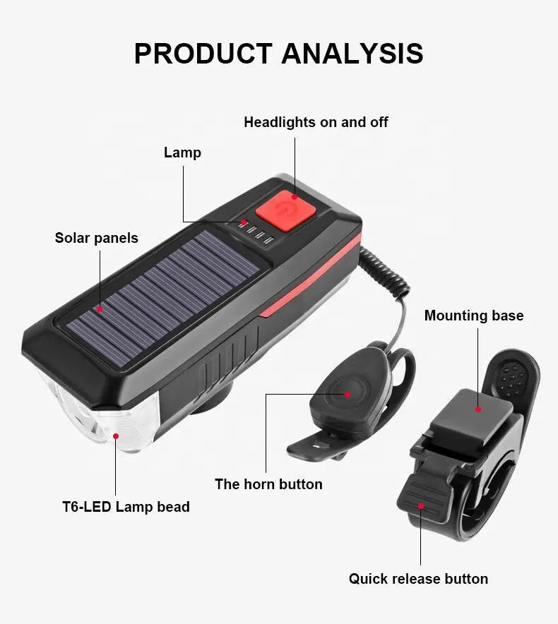 Luce Bici USB Ricaricabile - Frontale MTB/Strada, Torcia  Clacson, Display Batteria