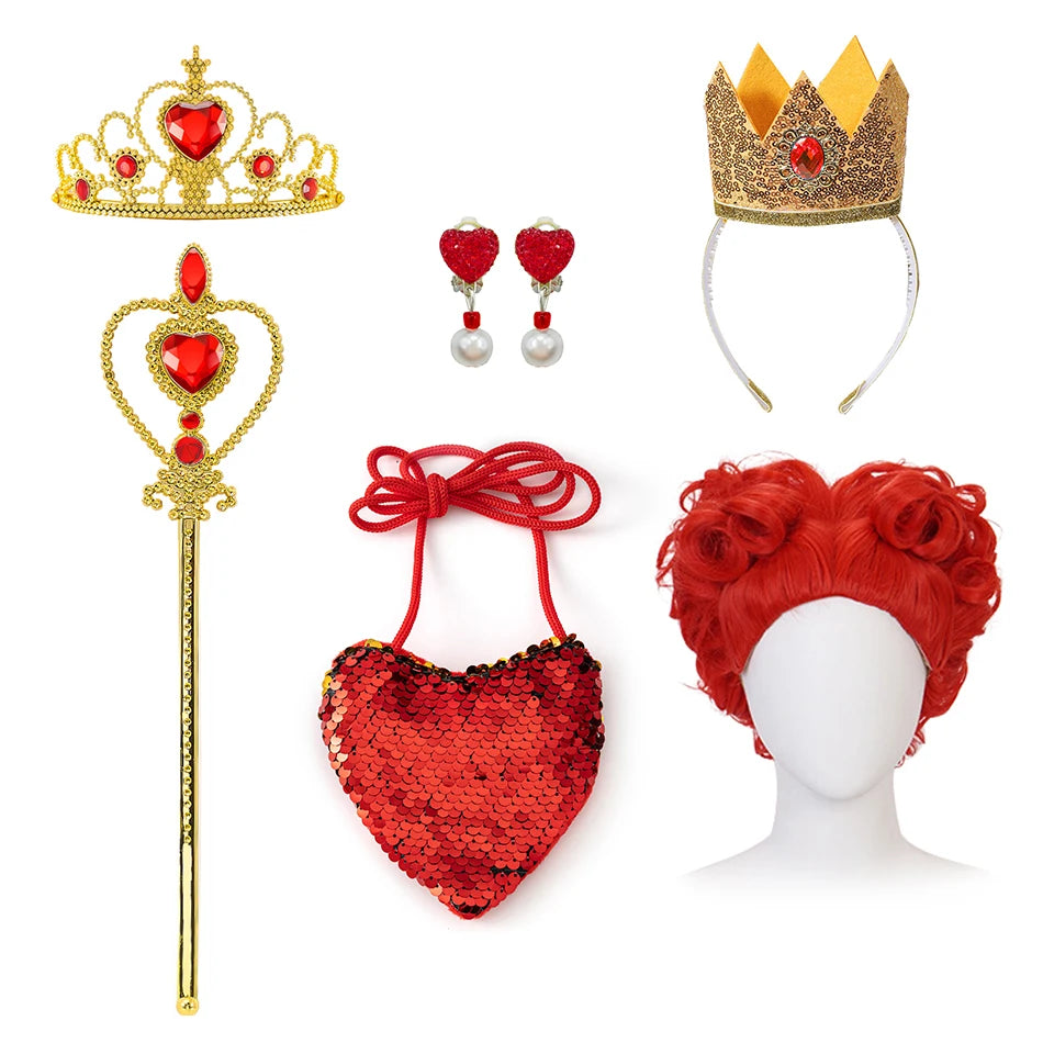 ♥️ Vestito Regina di Cuori per Bambina - Costume Alice nel Paese delle Meraviglie, Per Halloween e Feste!