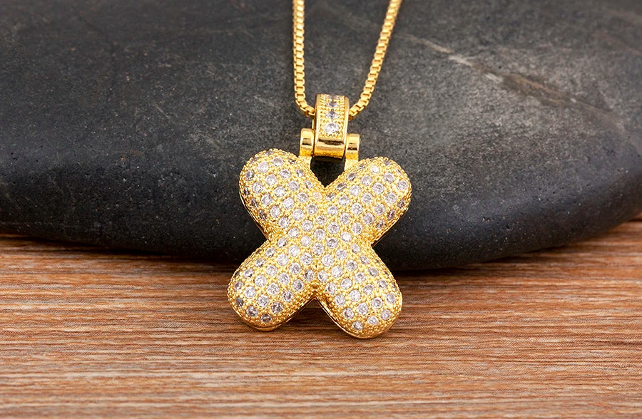 Collana regolabile con lettera scintillante A-Z Design unisex