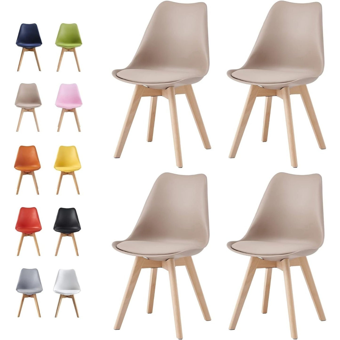 Set 4 Sedie Mod. Eva - Design Ergonomico, 7 Colorazioni, Per Interni/Esterni