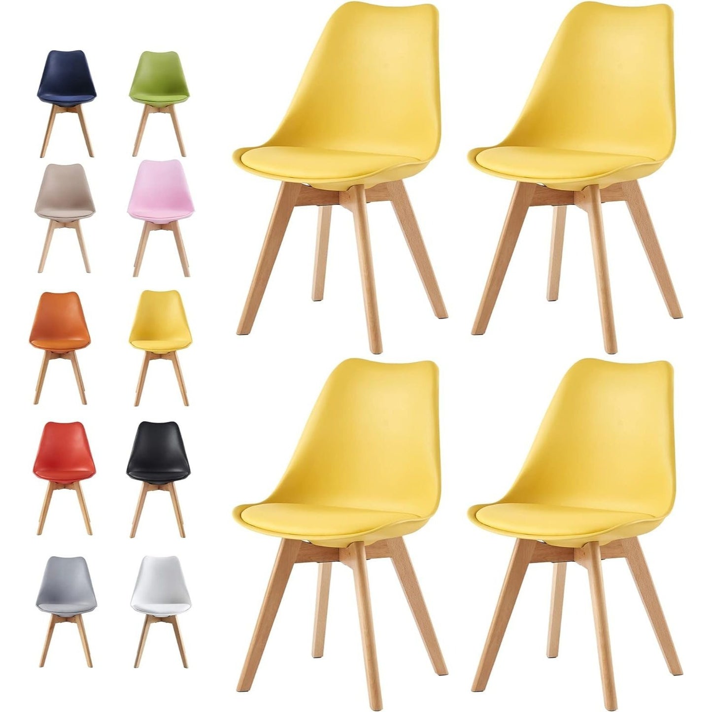 Set 4 Sedie Mod. Eva - Design Ergonomico, 7 Colorazioni, Per Interni/Esterni