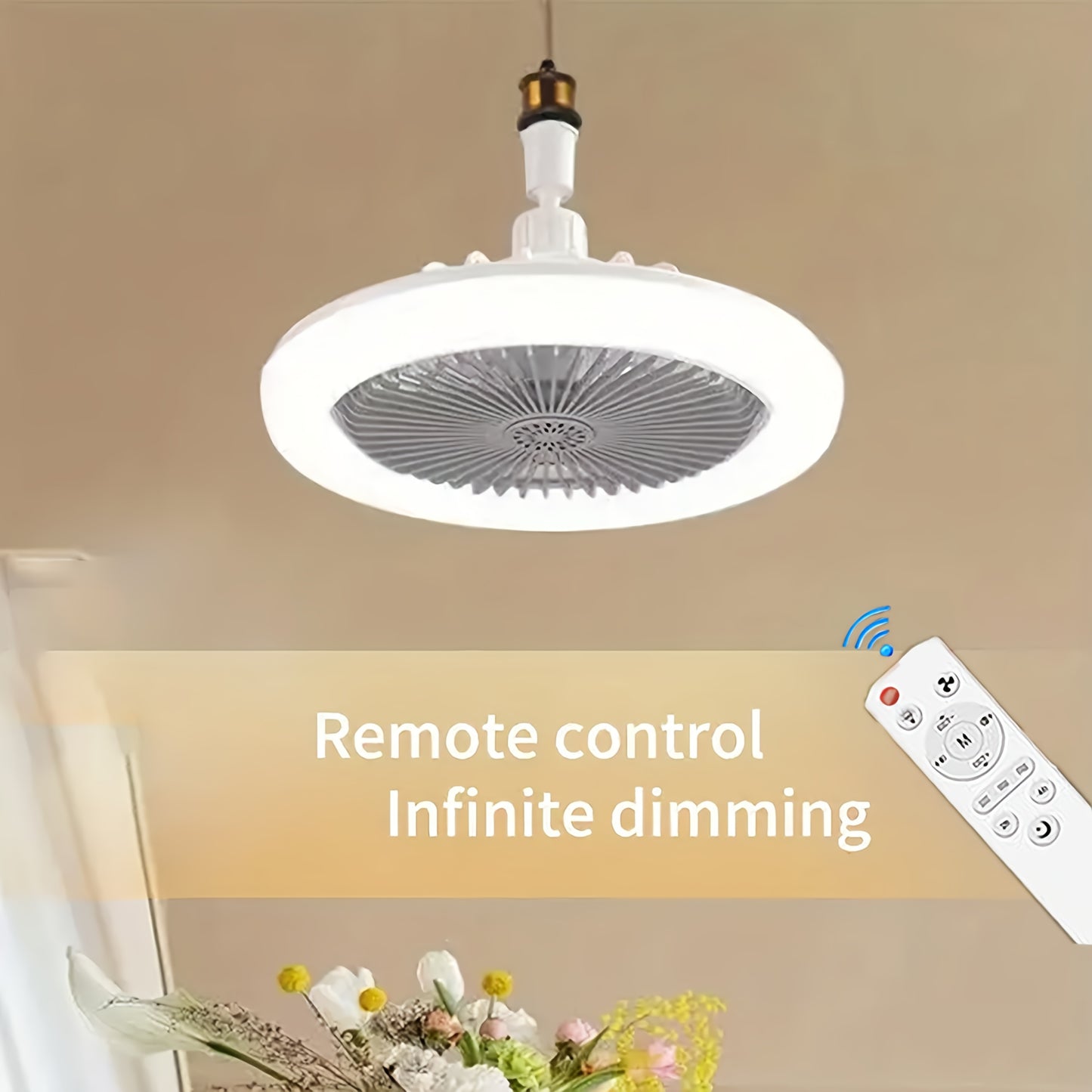 Ventilatore Soffitto LED 10" - 3 Velocità + Luce RGB 3000K-6500K, Telecomando