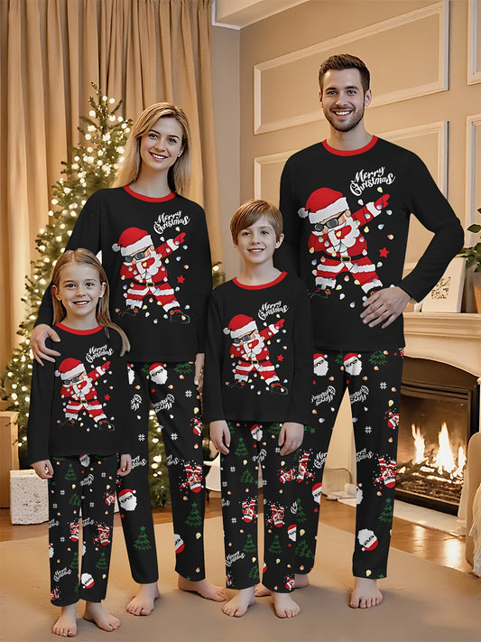 Pigiama Famiglia Natale Babbo Natale e Renne, Completo Lungo Morbido, Regalo Festivo 1 pc