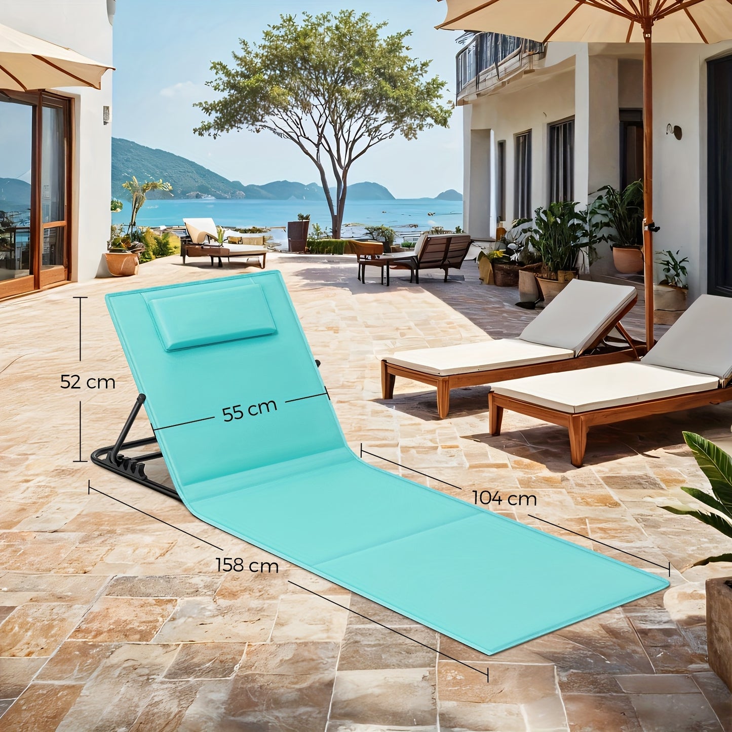 Sdraio Pieghevole Ultra Leggera, Schienale Ajustable, Ideale Mare/Giardino