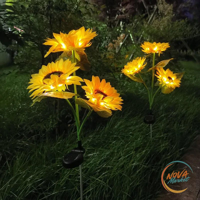 Luci solari a girasole da giardino LED, 1 o 3 teste