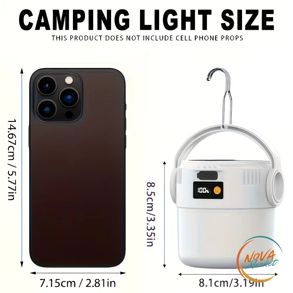 Lanterna solare da campeggio USB, impermeabile e portatile