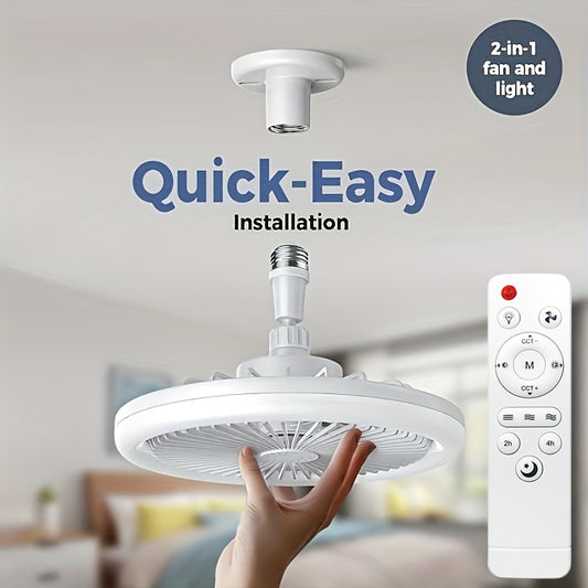 Ventilatore Soffitto LED 10" - 3 Velocità + Luce RGB 3000K-6500K, Telecomando