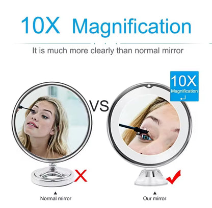 Specchio per Trucco Ingranditore 10X con Luci LED e Braccio Girevole