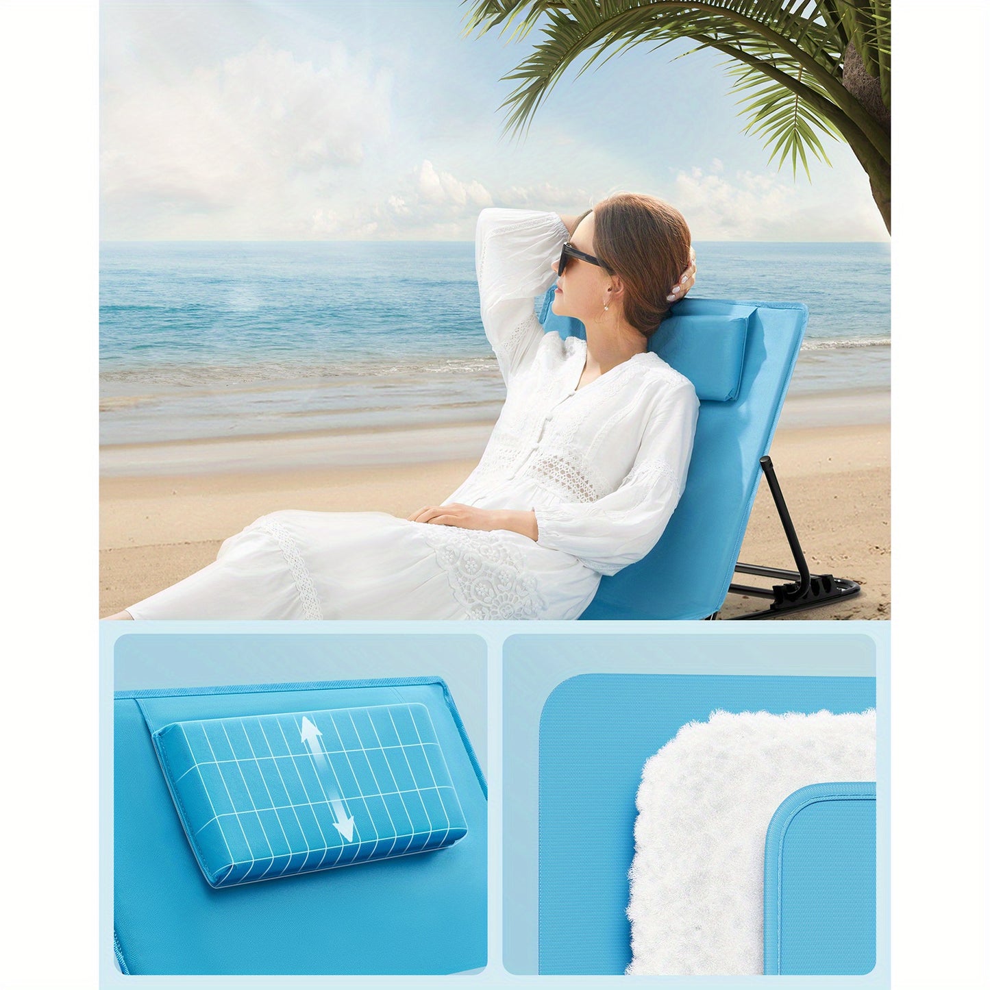 Sdraio Pieghevole Ultra Leggera, Schienale Ajustable, Ideale Mare/Giardino