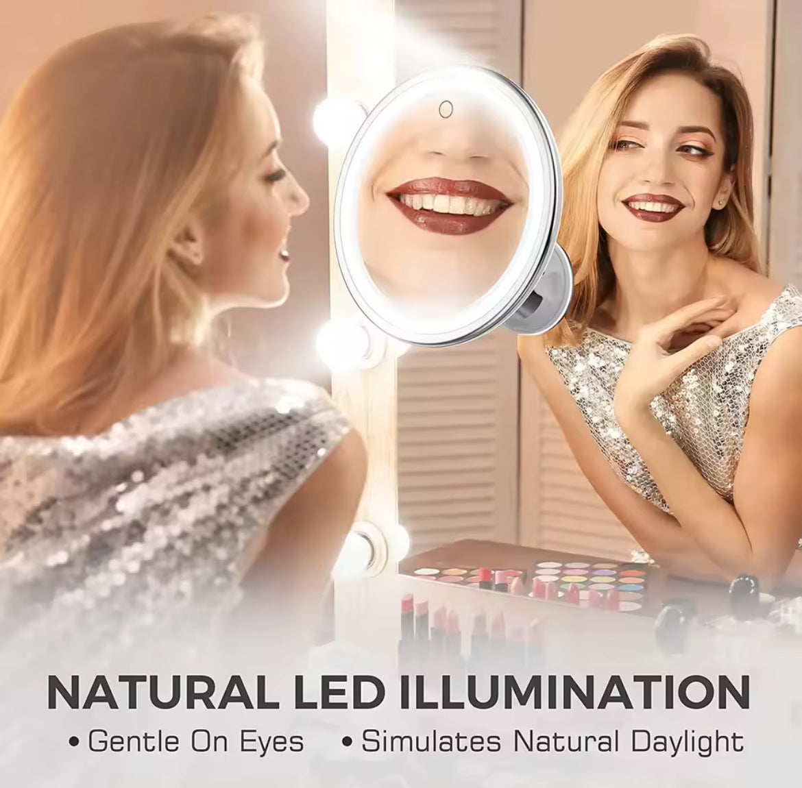 Specchio per Trucco Ingranditore 10X con Luci LED e Braccio Girevole