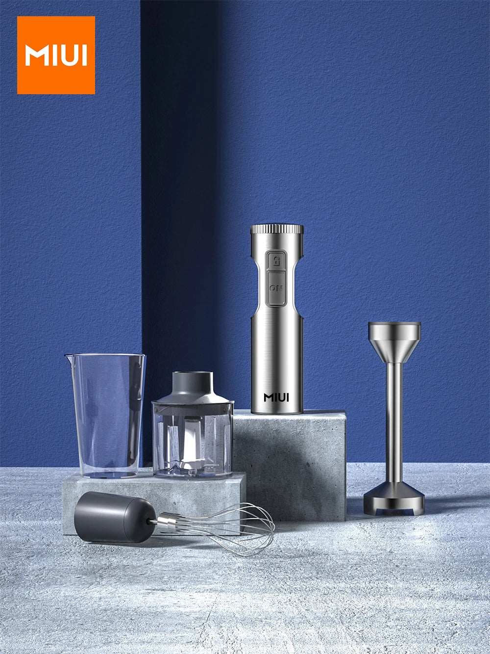 Frullatore a Immersione 1000W 4-in-1 | Lame Acciaio, Frusta, Bicchiere 700ml+500ml