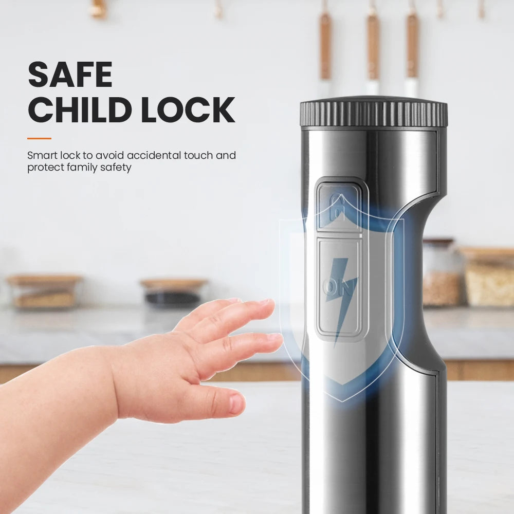 Frullatore a Immersione 1000W 4-in-1 | Lame Acciaio, Frusta, Bicchiere 700ml+500ml