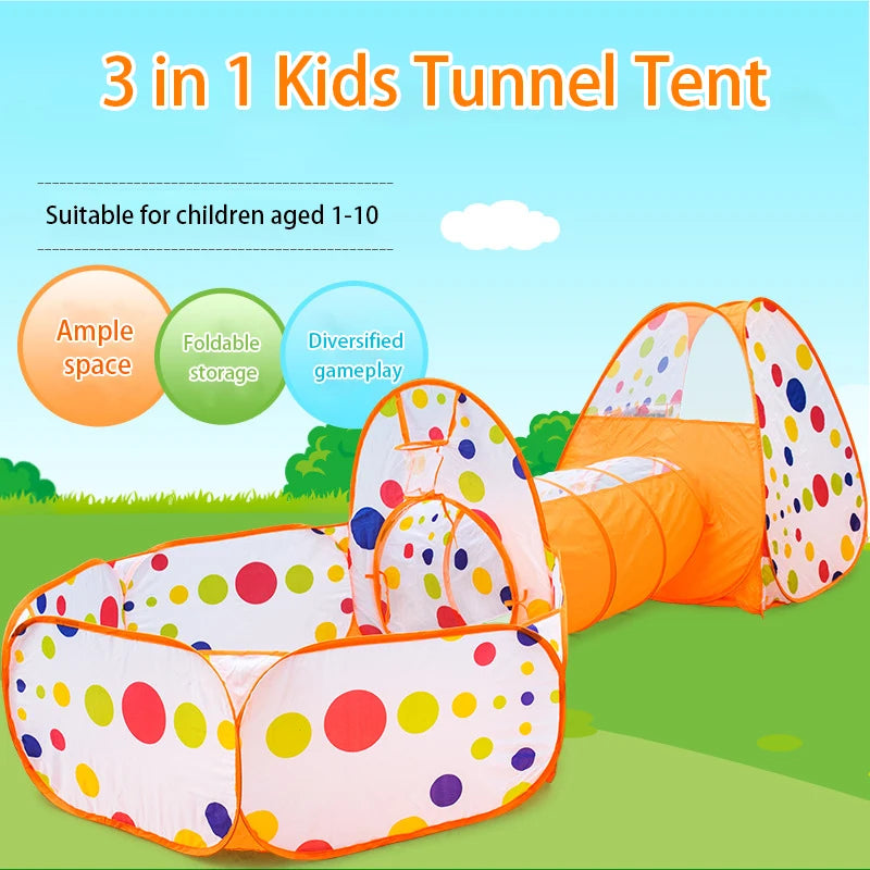 Tenda Giochi 3in1 BIMBI con Tunnel e PallaPallera, Piegevole, Interno/Esterno