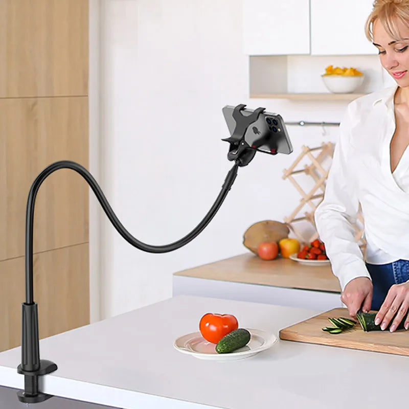 Supporto Telefono Pieghevole 70cm | Braccio Flessibile 360° | Morsetto per Letto Poggiatesta | per iPhone Samsung 3.5-6.7