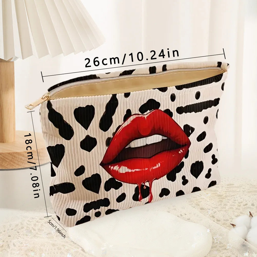 💄 Makeup Bag Leopardo & Labbra Rosse – Elegante e Spaziosa!
