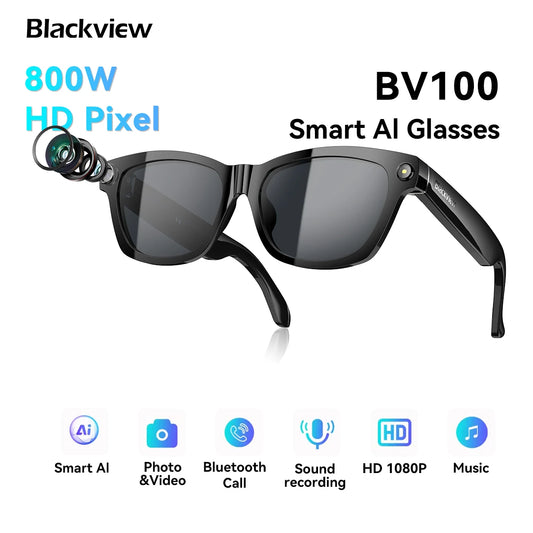 Occhiali Smart Bluetooth BV100 | Fotocamera 8MP | Traduzione in Tempo Reale | Wifi BT 5.4