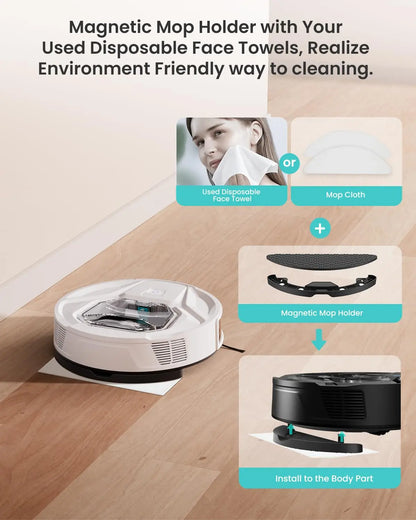 Robot Aspirapolvere 6000Pa con Mop, App e 210 Min di Autonomia