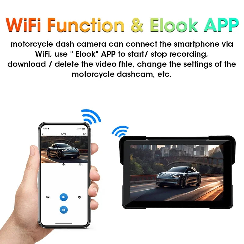 Schermo Moto 7" Wireless CarPlay & Android Auto | GPS | DVR | IPX7 | Touchscreen