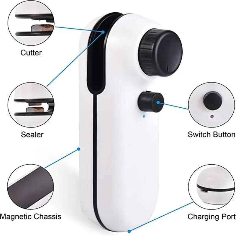 🔌 Termosigillatore Ricaricabile USB 2-in-1 – Sigilla Sottovuoto Snack, Cibi e Sacchetti di Plastica | Portatile, Compatto e Senza Cavo!