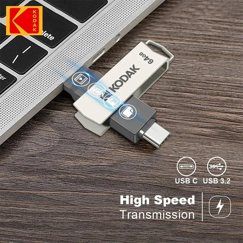 PenDrive USB 3.1 + Type-C, 128GB, Metallo, Impermeabile, OTG, per PC/Mac/Smartphone