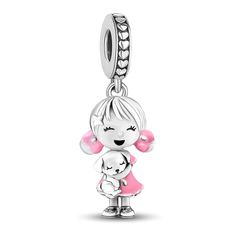 Perline Braccialetto 925 Argento Sterling | Charm Cane, Farfalla, Polpo | Gioielli Fai Da Te