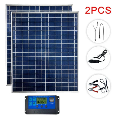 Pannello Solare 500W/1000W 12V - IP65 Impermeabile con Controller 100A e USB