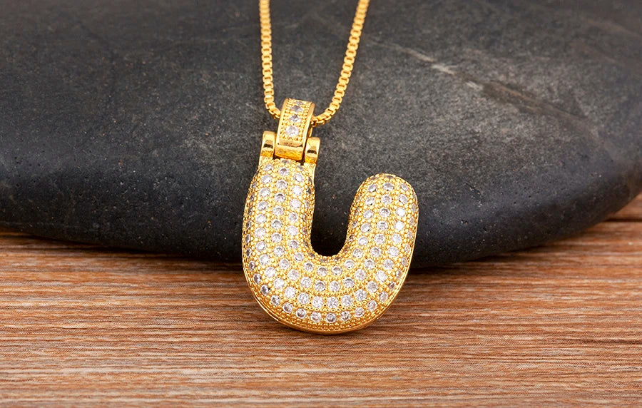 Collana regolabile con lettera scintillante A-Z Design unisex