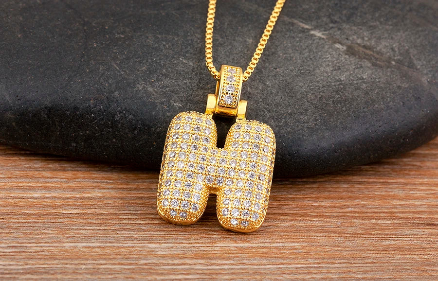 Collana regolabile con lettera scintillante A-Z Design unisex