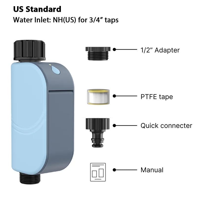 Timer Irrigazione WiFi Smart 2 Zone con App Tuya | Controllo Remoto, Programmi 10x Giorno, Durata Batteria 2 Anni