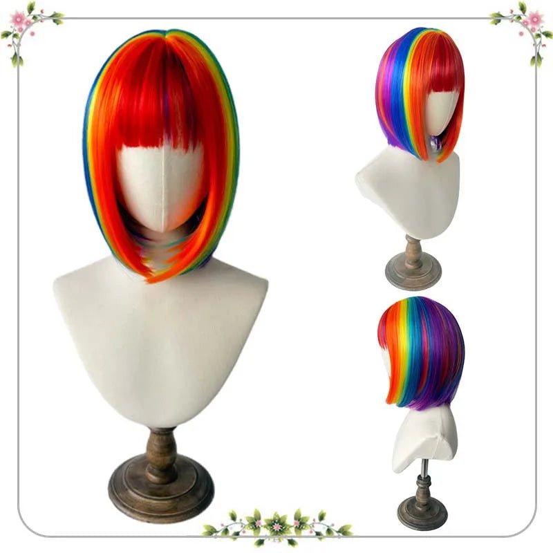 🌈 Parrucca Arcobaleno Bob Sintetica - Per Feste, Halloween e Cosplay!
Frangia colorata e effetto wow! Perfetta per ballare e stupire. 🎉✨
