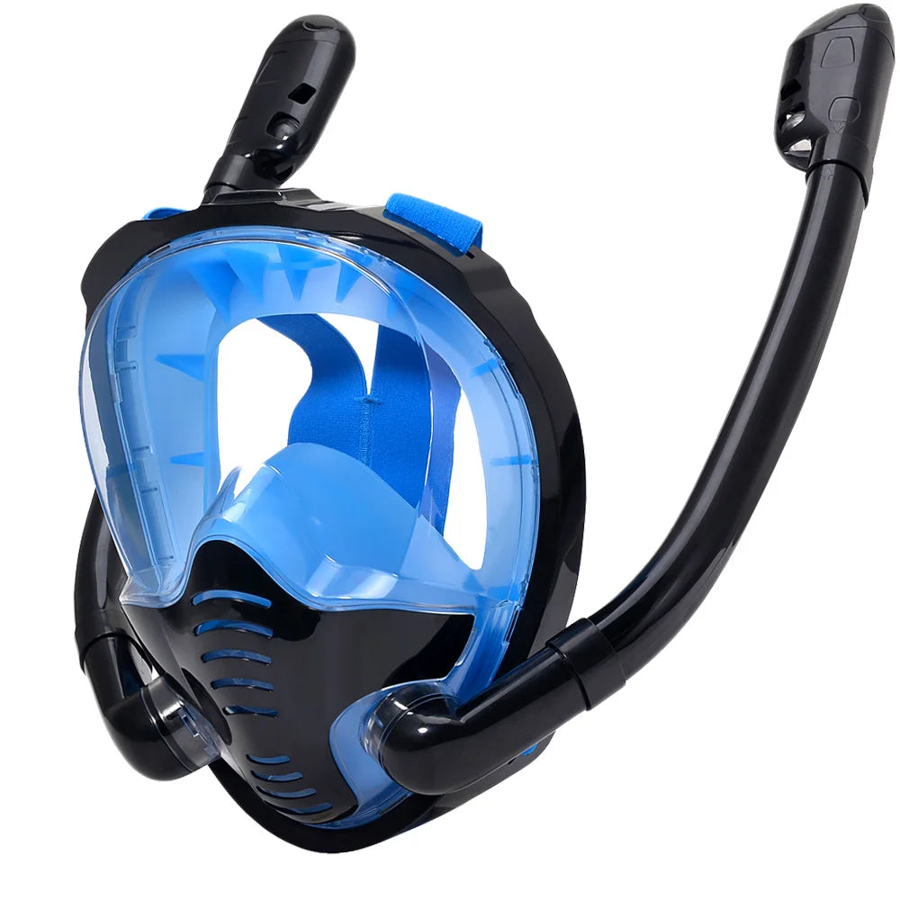 Maschera Snorkeling Panoramica 180° - Antiappannamento, Dry Top, 2 Snorkel
