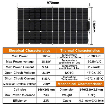 Pannello Solare Flessibile 100-600 WATT Pieghevole Impermeabile