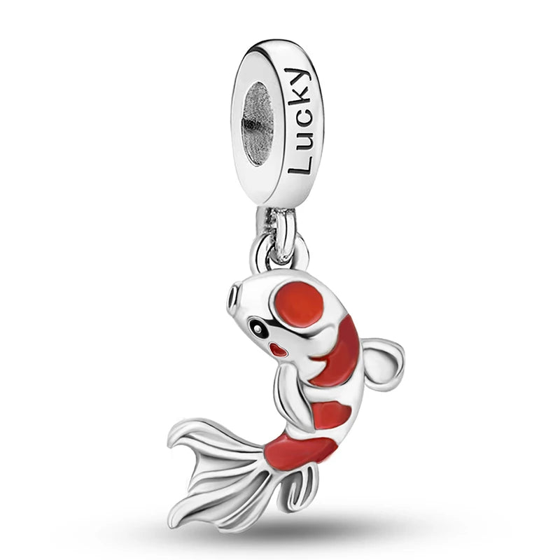 Perline Braccialetto 925 Argento Sterling | Charm Cane, Farfalla, Polpo | Gioielli Fai Da Te