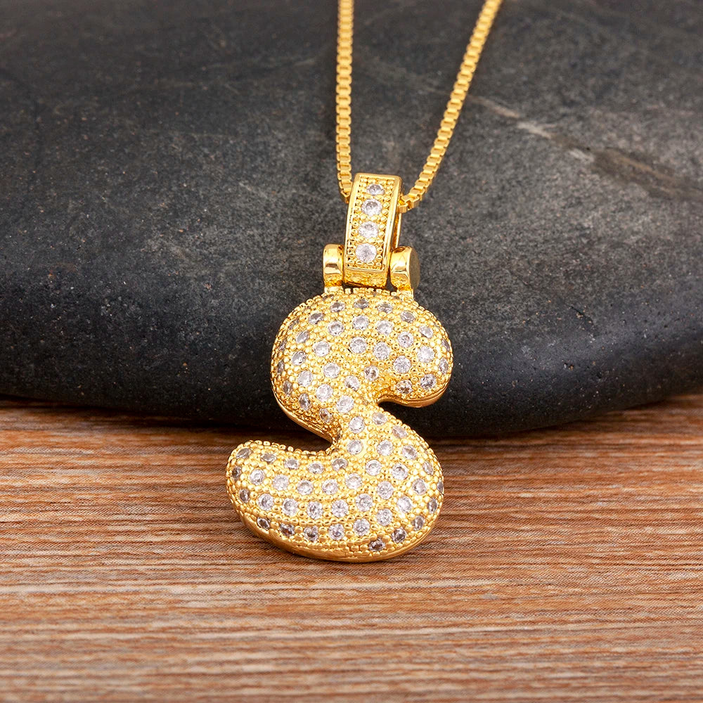 Collana regolabile con lettera scintillante A-Z Design unisex