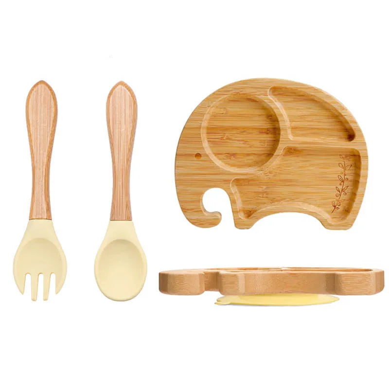 🍽️ Set 3 Piatti in Bambù per Bambini con Ventosa – Eco-Chic & Sicuro
