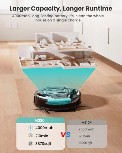Robot Aspirapolvere 6000Pa con Mop, App e 210 Min di Autonomia