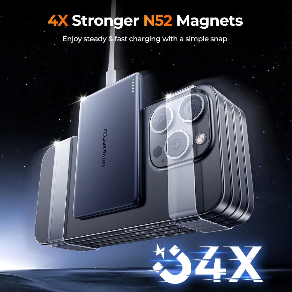 Power Bank Magnetico 5000mAh - Ricarica Wireless Ultra Rapida per iPhone & Android