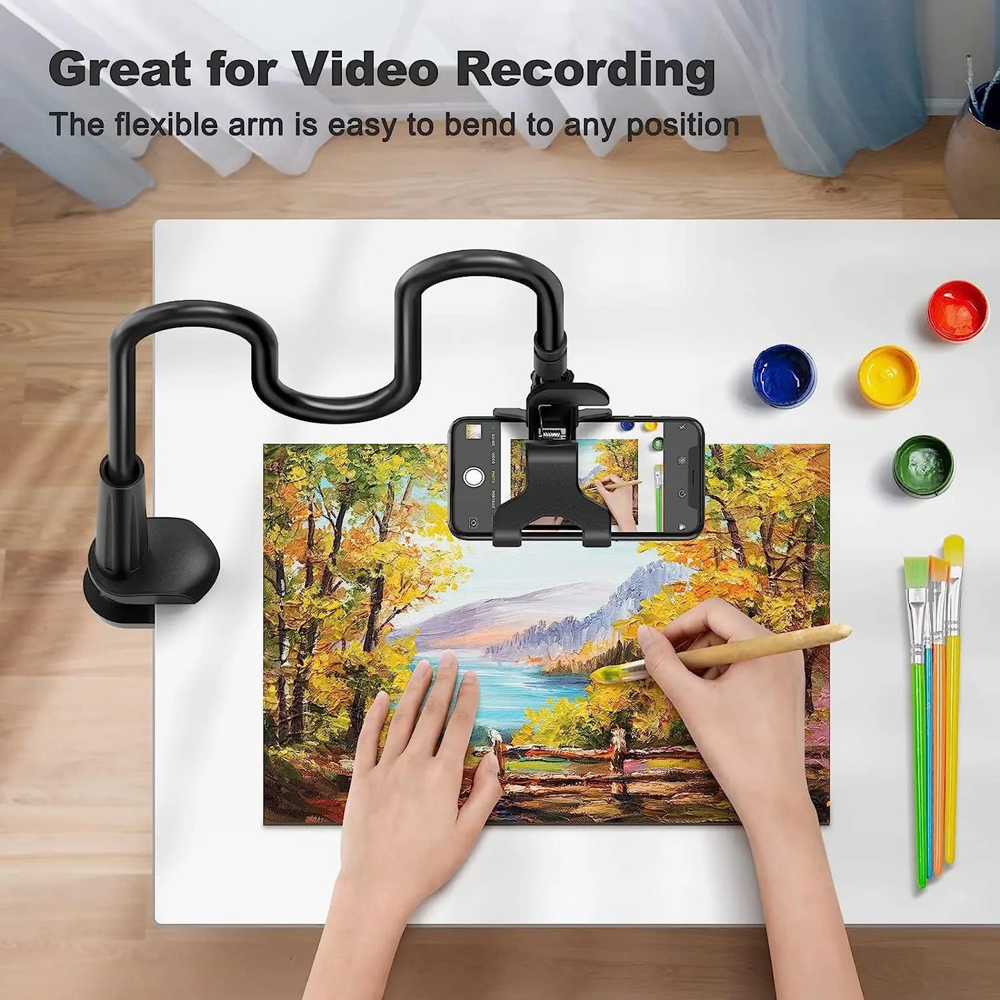 Supporto Telefono Pieghevole 70cm | Braccio Flessibile 360° | Morsetto per Letto Poggiatesta | per iPhone Samsung 3.5-6.7