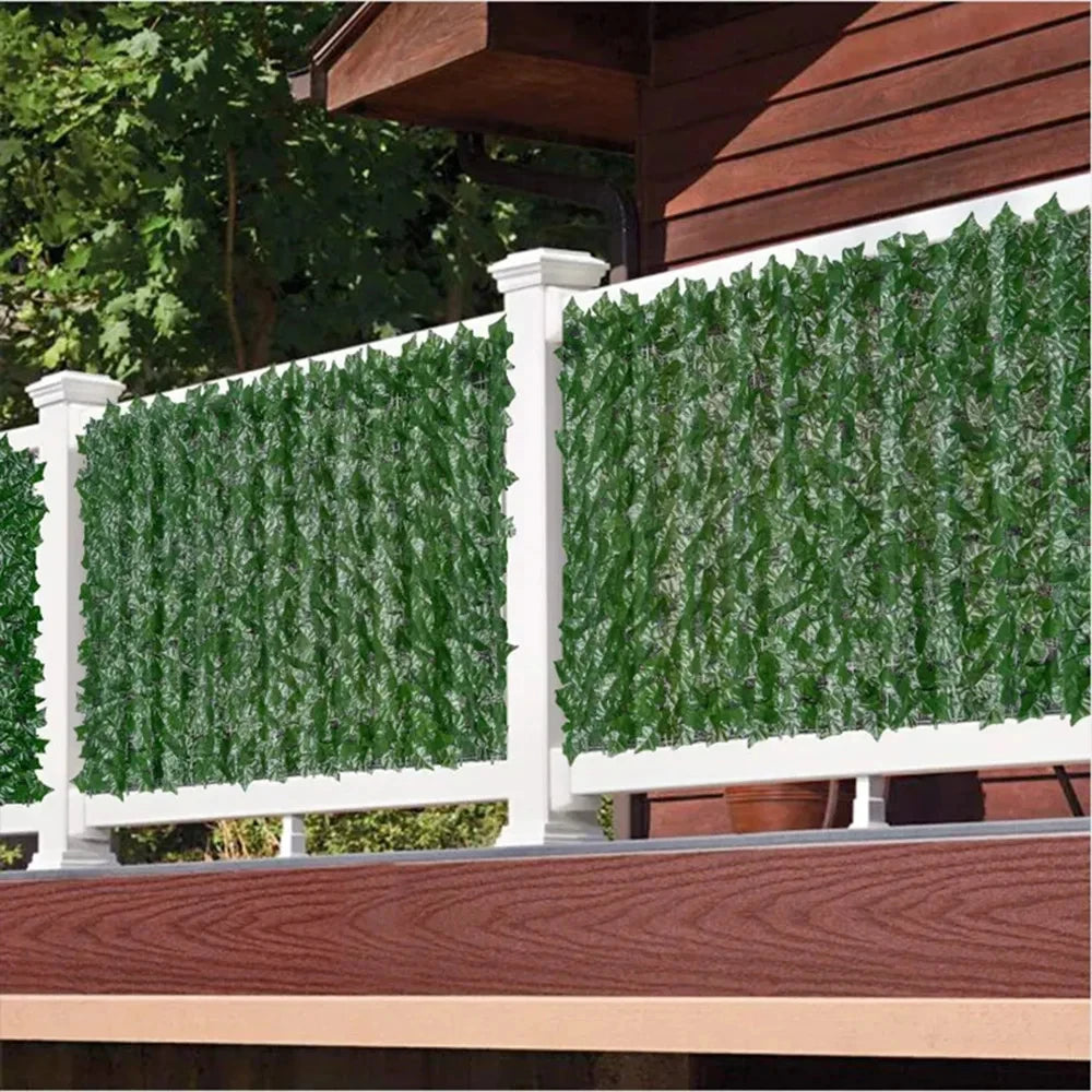 Pannello Finto Siepe Edera con Foglie Verdi | Schermo per Privacy Fai-Da-Te | Recinzione Artificiale per Giardino, Balcone, Esterni