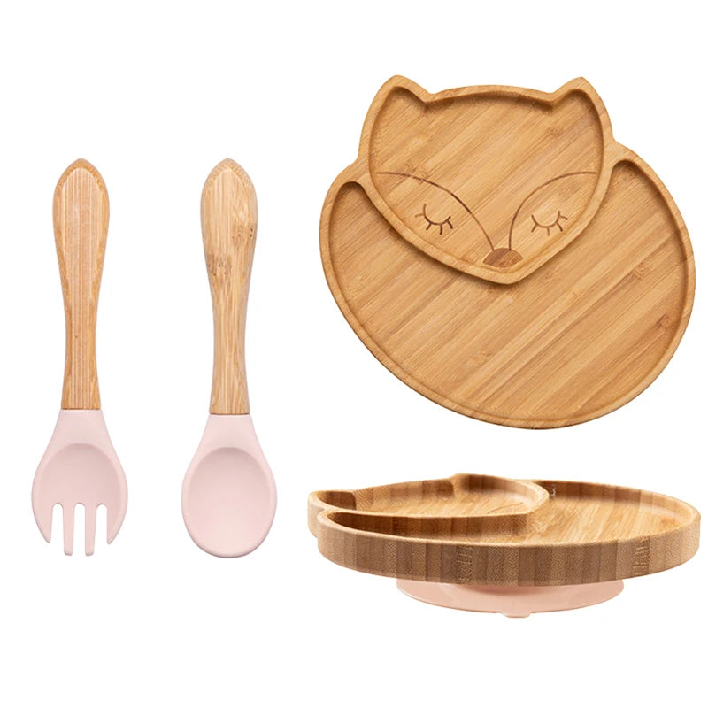 🍽️ Set 3 Piatti in Bambù per Bambini con Ventosa – Eco-Chic & Sicuro