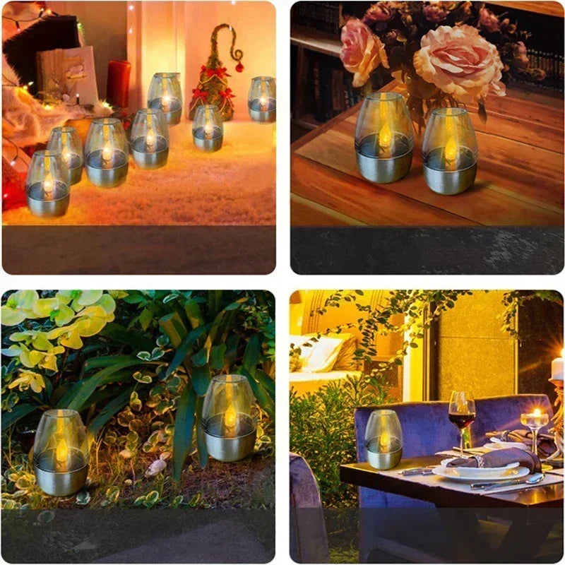 Luci Solari a Candela LED Impermeabili IP65 | Fiamma Simulata Ricaricabile per Giardino, Terrazzo, Matrimoni, Feste