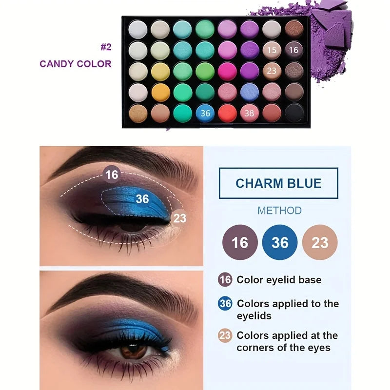 Palette Ombretti 40 Colori - Opachi & Lucidi, Terre Naturali - Trucco  a Lunga Durata, Antisbavature